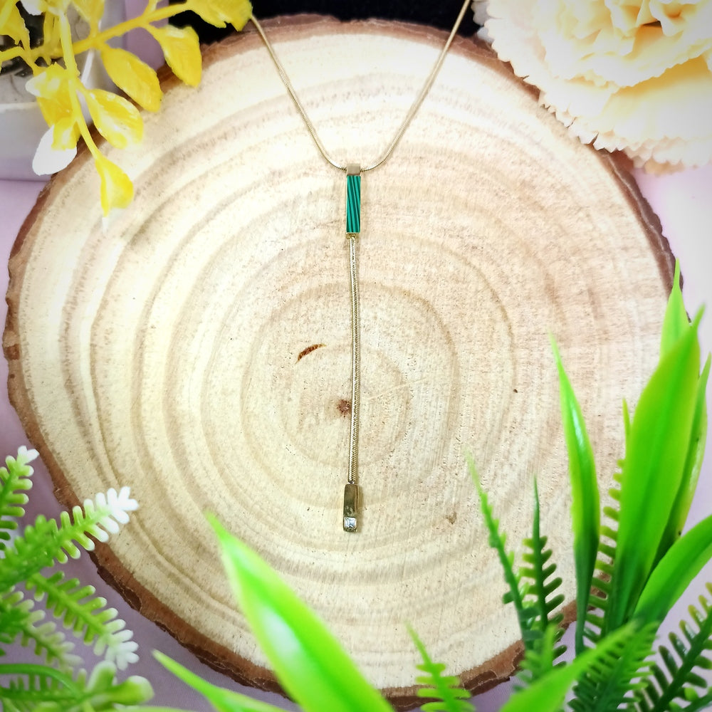 BAR STONE DROP PENDANT NECKLACE-GOLD