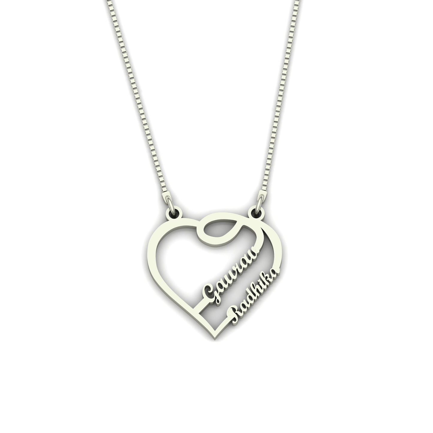 Heart Shape Couple Name Necklace