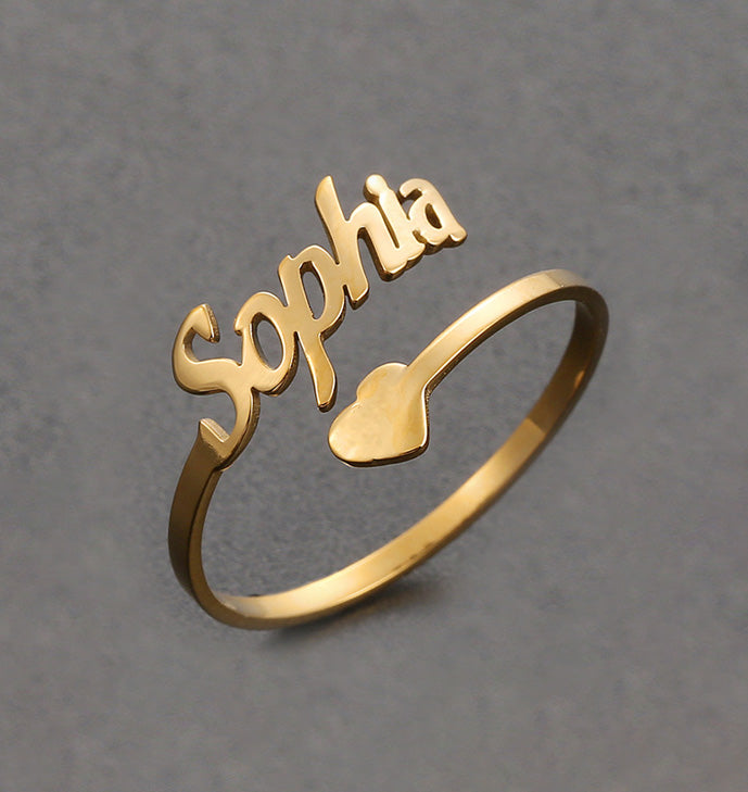 Personalized name Ring With Heart