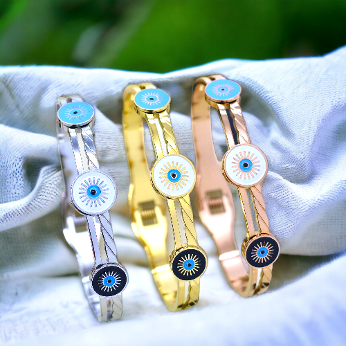 Three shades evil eye bracelet / kada