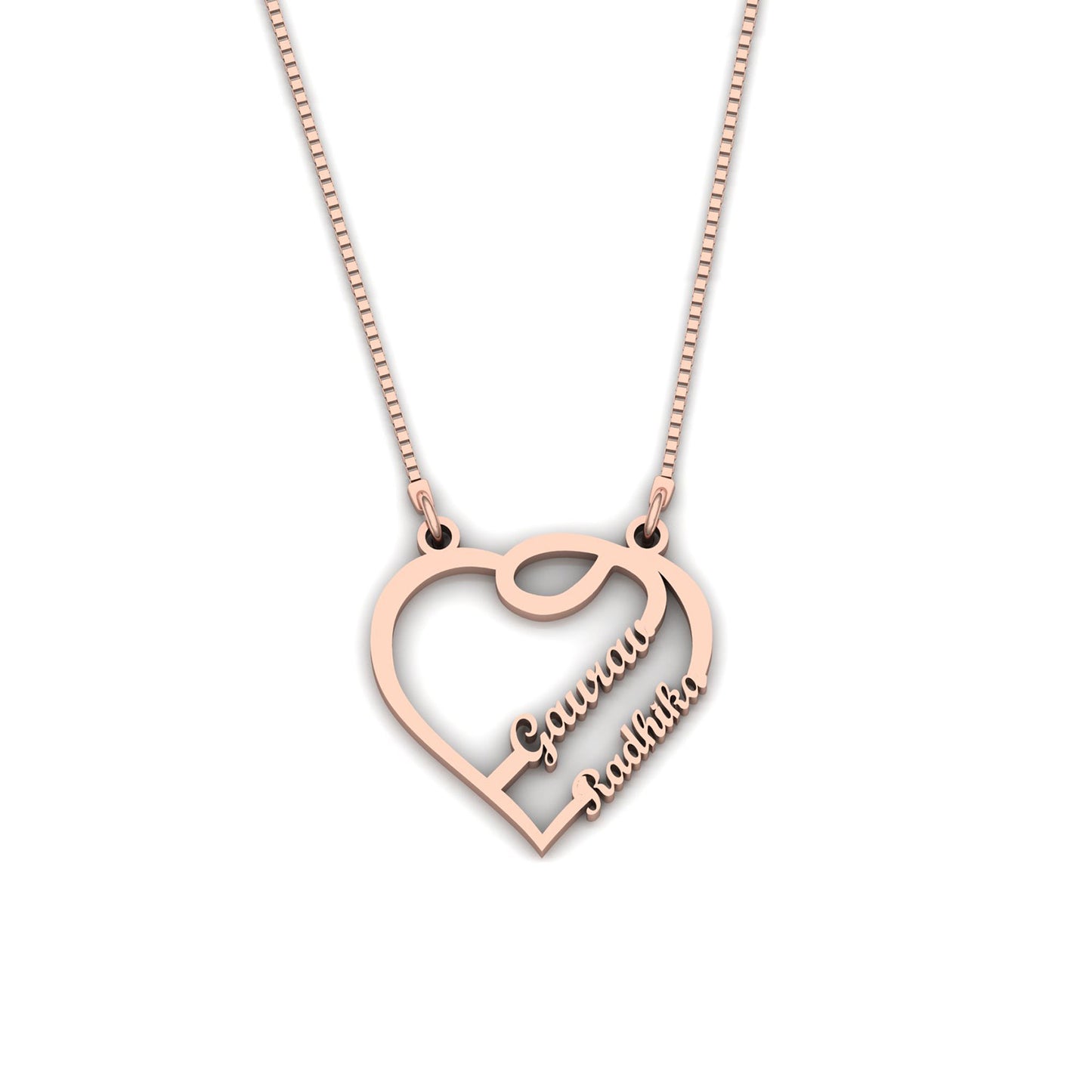 Heart Shape Couple Name Necklace