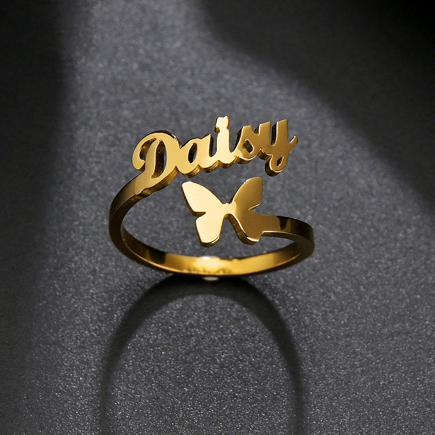 Personalized name Ring With butterfly